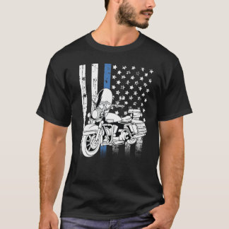 T-shirt Moto Ligne Bleue Mince