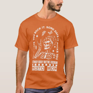 T-shirt Moto Maman Squelette Rocker Punk Motard Rétro Goth