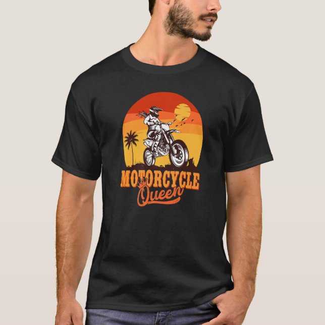 T-shirt Moto Queen Biker Girl Racer Dirt Bike Motore (Devant)