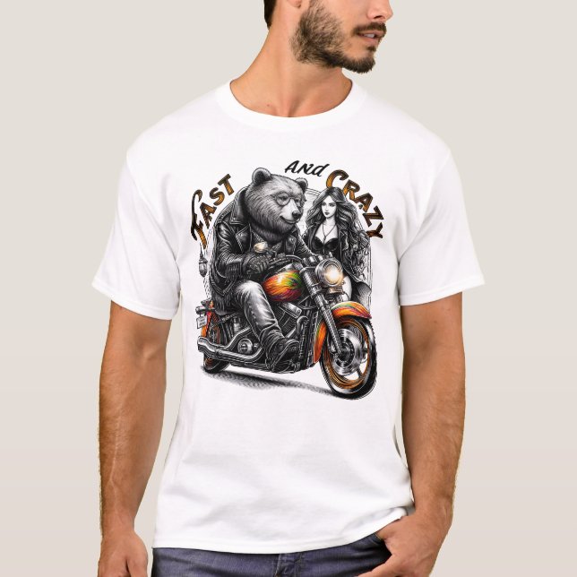 T-shirt Moto-Riding Sasquatch, Yeti, Bigfoot (Devant)