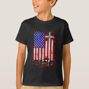 T-shirt Moto Vintage Drapeau Usa Foi Chrétienne Pour Bi