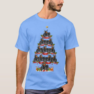 T-shirt Moto Xmas Éclairage Père Noël Moto Noël