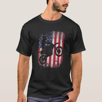 T-shirt Motocros Distants American Flag Motorcycle Motocro