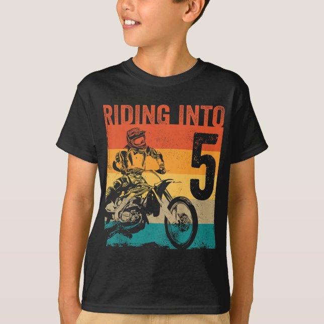 T-shirt Motocross 5 ans Dirt Bike 5e fête d'anniversaire (Devant)
