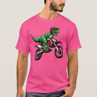 T-shirt Motocross Dirt Motocross Moto Pour Garçons Dinosau
