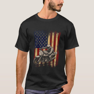 T-shirt Motocross moto cross drapeau américain 4 juillet
