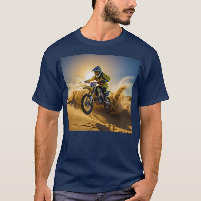 T-shirt Motocross Rider équitation dans les dunes (Devant)