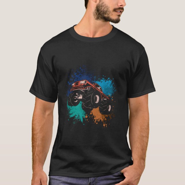 T-shirt Motocross Truck Ink Splash Sports Racer Motocross (Devant)