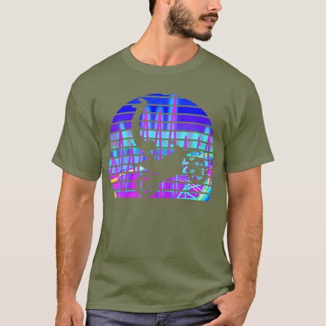 T-shirt Motocross Vaporwave Sunset Dirt Bike Synthwave (Devant)