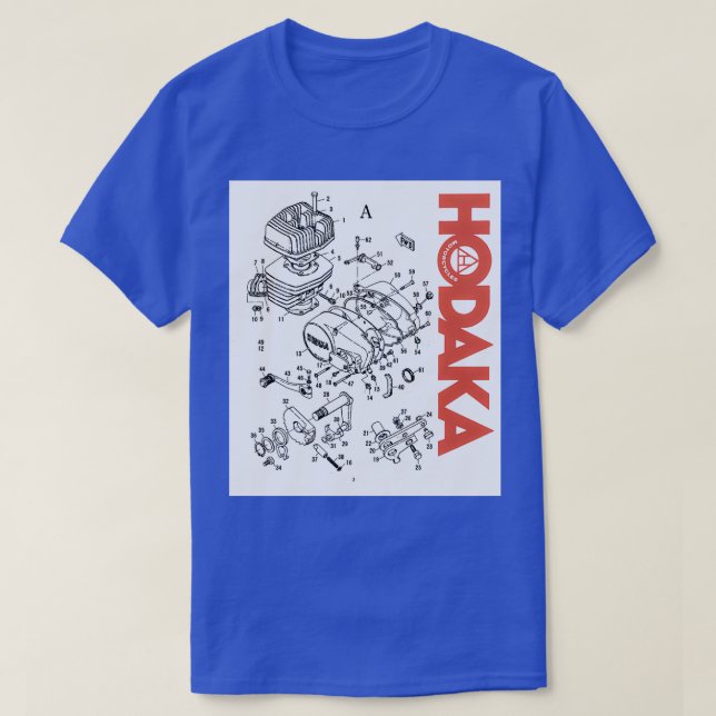 T-shirt Motocyclette des années 1970 Dirtbike Exploded Eng (Design devant)