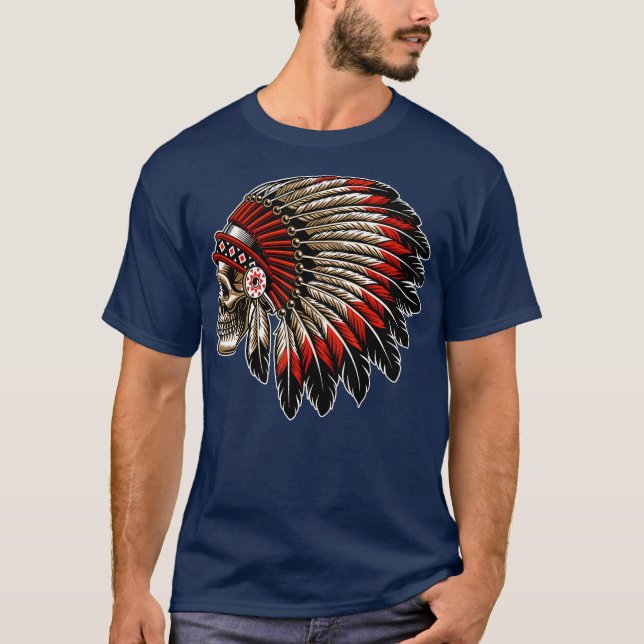 T-shirt Motocyclette en chef indienne amérindienne (Devant)