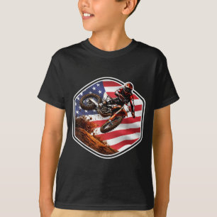 T-shirt Motocycliste américain patriote motocross