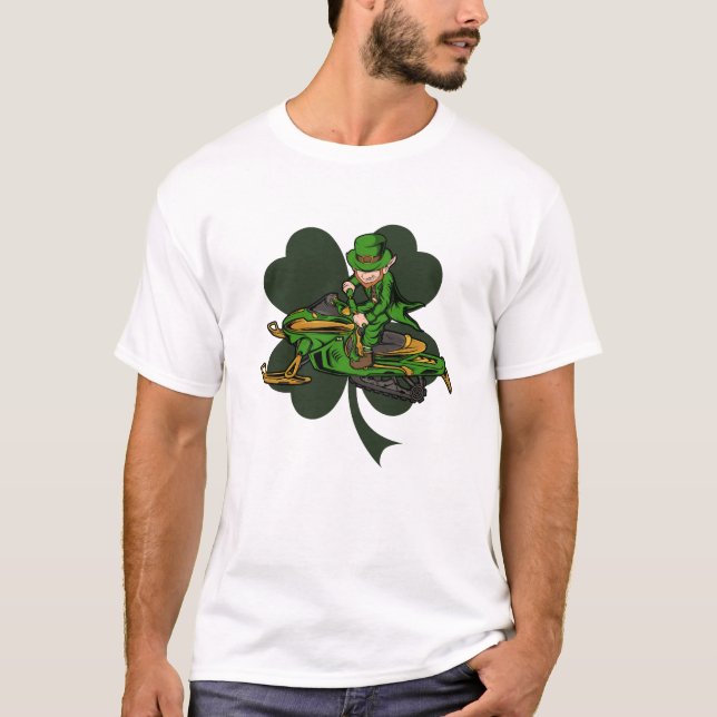 T-shirt Motoneige Leprechaun St. Patrick's Day (Devant)