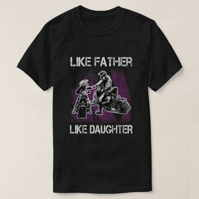 T-shirt Motoneige père et fille T Chemise filles neige (Design devant)