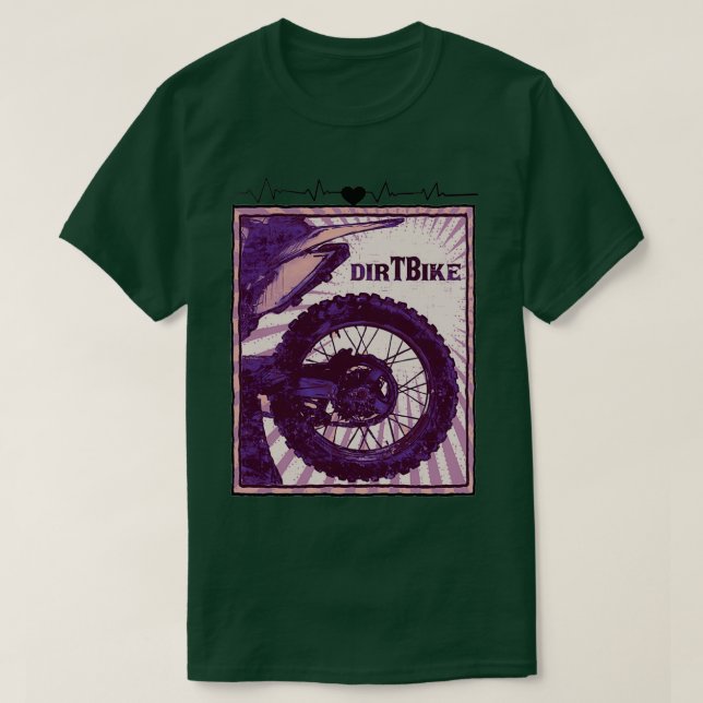 T-shirt Motorcross Motif Dirt Bike Heartbeat (3)  (Design devant)