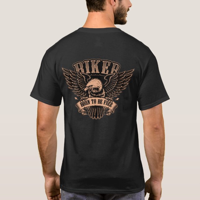 T-shirt Motorcycle Biker Eagle né être libre (Dos)