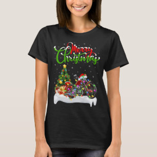 T-shirt Motorcycle Lover Xmas Éclairage Père Noël Motorcyc