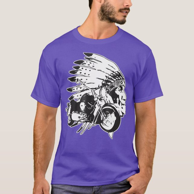 T-shirt Motorcycle Shirt Biker Native American Biker (Devant)