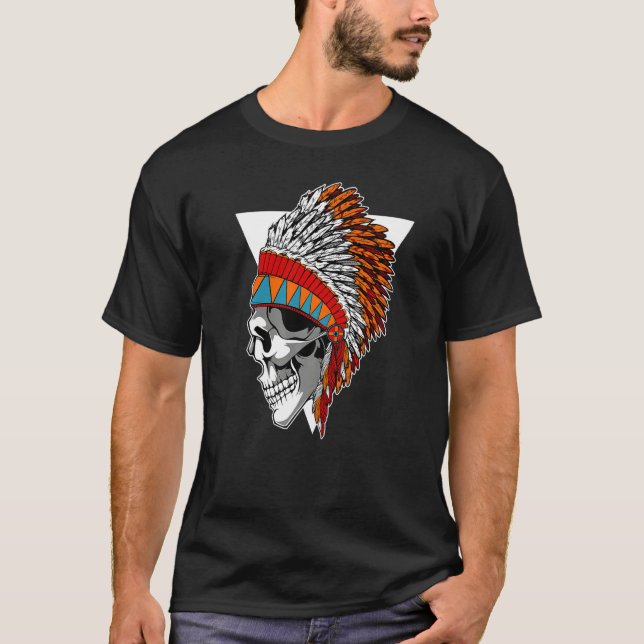 T-shirt Motorcyclette crânienne du patrimoine amérindien H (Devant)
