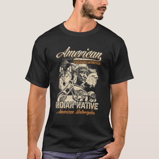 T-shirt Motos de légende rétro américaine Indian Old Bi (Devant)