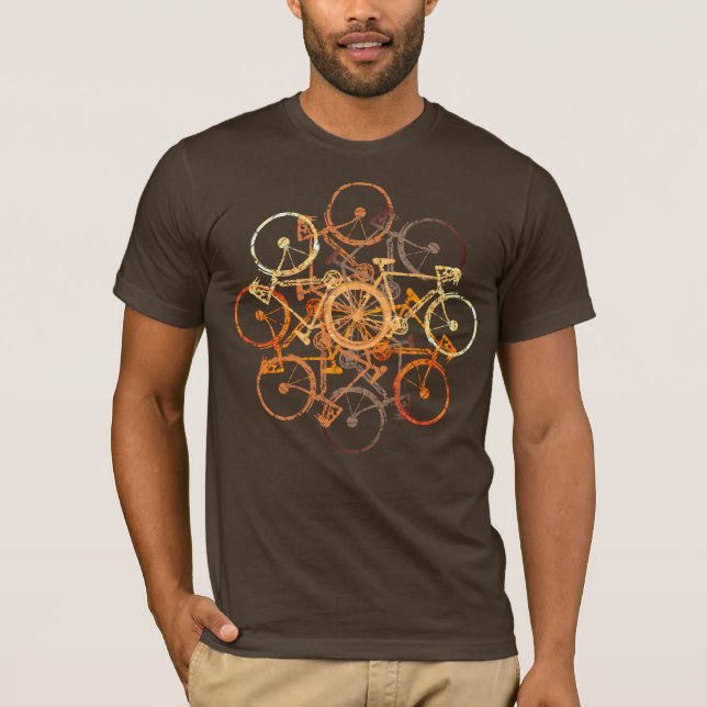 T-shirt motos orange brunâtre . cool vélo / vélo (Devant)