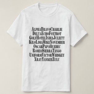 T-SHIRT MOTS ALPHABET PHONÉTIQUE / CODE