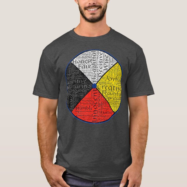 T-shirt Mots Autochtones Américains De La Roue De Médecine (Devant)