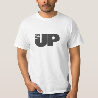 T-shirt Mots Dessinés À La Main Phrase Down Est Le Nouveau