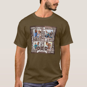 T-shirt Mots Pour #1 Papa Rustic Woodgrain Photo Collage