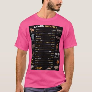 T-shirt Mots Swahili Commun Phrases Salutations Et Animaux