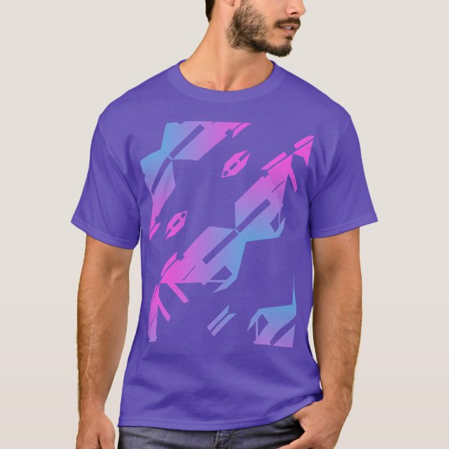 T-shirt Motté Magenta Bleu Diagonal Art Tropical Design (Devant)