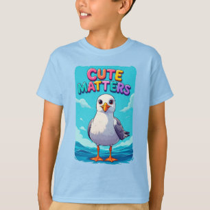 T-shirt Mouette adorable sur la plage avec un texte coloré
