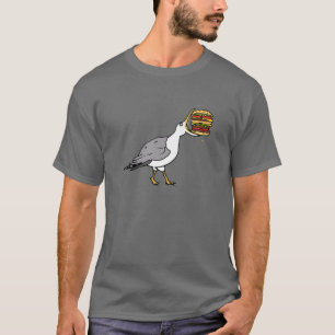 T-shirt Mouette D'Oiseau Animale Drôle Avec Burger Alimen