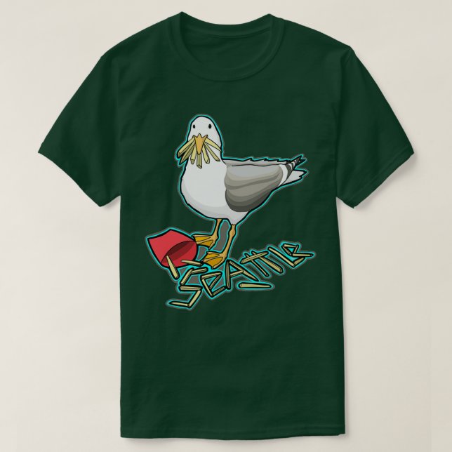 T-shirt Mouette mangeant des frites françaises (Design devant)