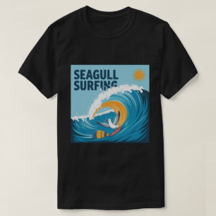 T-shirt Mouette surfeuse d'hiver, Mouette faisant du surf