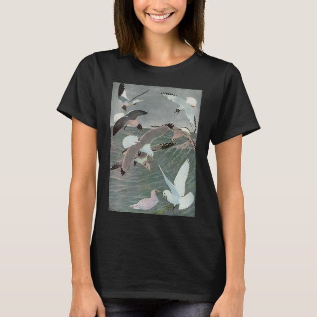 T-shirt Mouettes au-dessus des vagues océaniques par Louis (Devant)