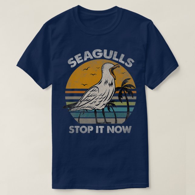 T-shirt Mouettes Oiseaux Amoureux Arrêtez-Le Maintenant (Design devant)