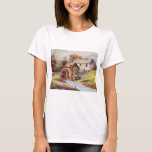 T-shirt Moulin à eau dans le paysage à la mode