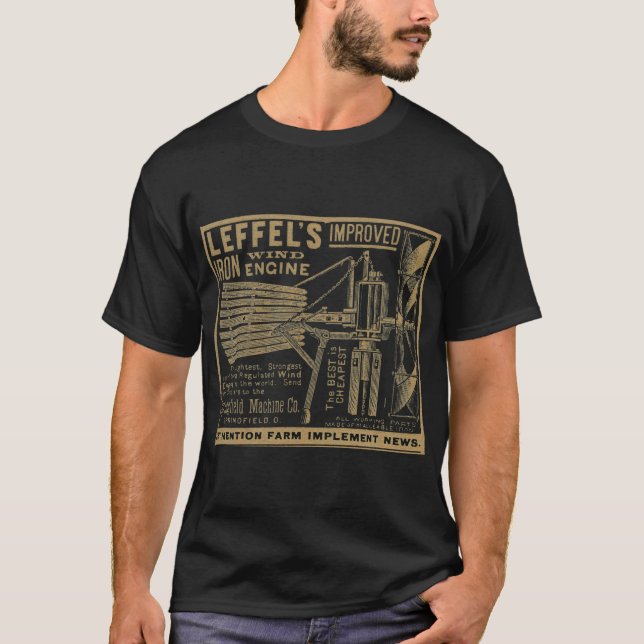 T-shirt Moulin à vent en fer amélioré Leffel 1885 (Devant)