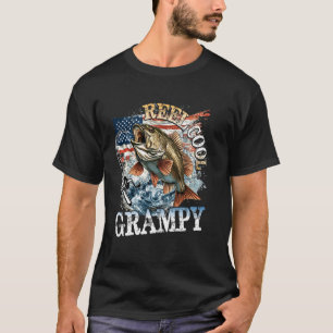 T-shirt Moulinet Drôle Cool Grampy Pêche à la Bass Drapeau