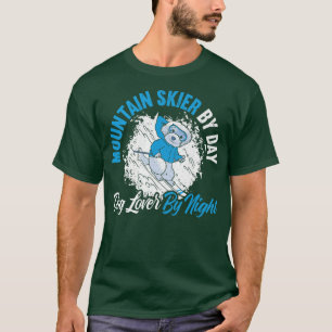 T-shirt Mountain Skier By Day Dog Lover By Night Puppy Ski