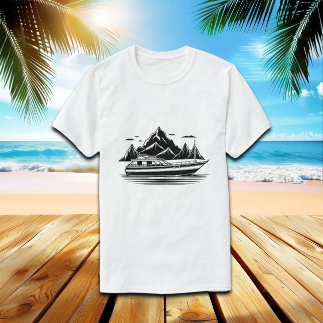 T-shirt Mountains and Boat  (Créateur téléchargé)