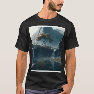 T-shirt Mountains With Waterfalls And Tress Wall Art Graph