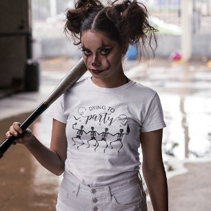 T-shirt Mourir À La Fête Squelette Halloween