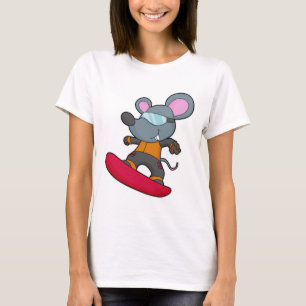 T-shirt Mouse as Snowboarder