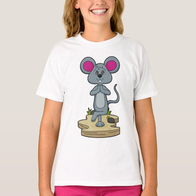 T-shirt Mouse at yoga (Devant)