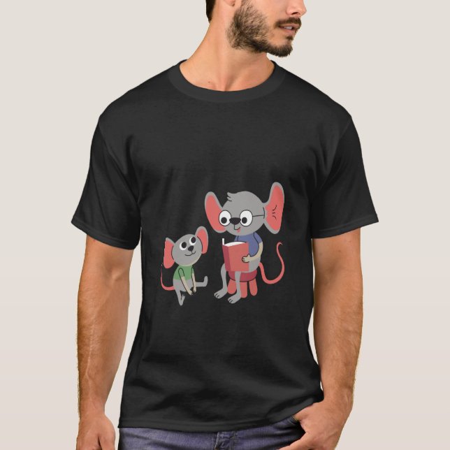 T-shirt mouse rat reading learning (Devant)