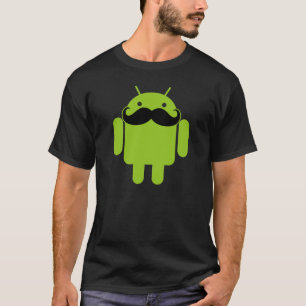 T-shirt Moustache androïde d'icône de robot sur le noir