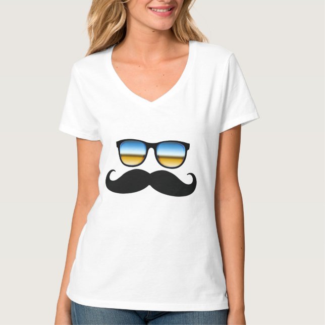 T-shirt Moustache cool sous Shades (Devant)