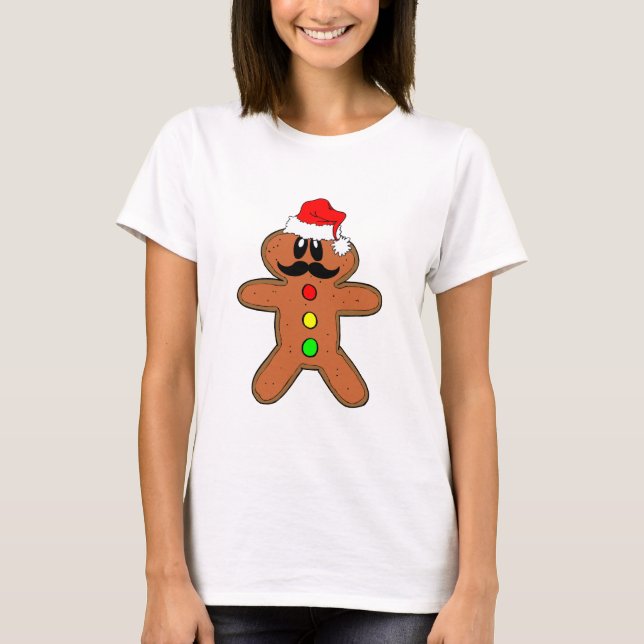 T-shirt moustache de bonhomme en pain d'épice (Devant)